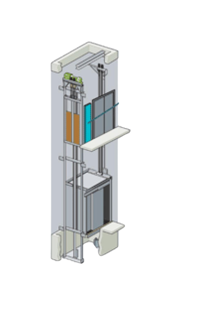 Cutaway of the NeoRide machine-room-less lift